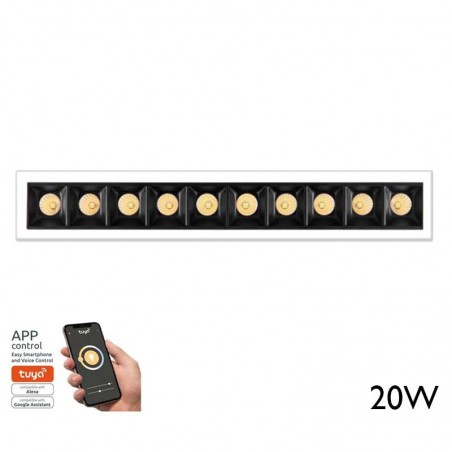 Lineal LED Downlight Empotrable 20W 30º 10 focos  Luz Graduable 2700K-6000K