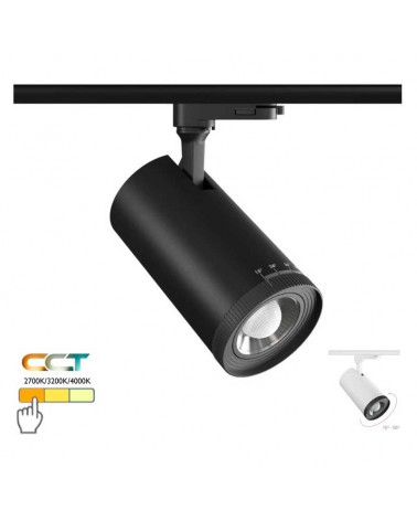 Three-phase LED track light 15W-20W-25W 15º-55º CCT Switch 2700K/3200K/4000K