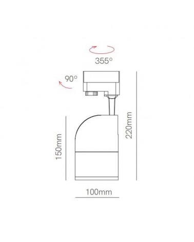 Three-phase LED track light 30W 15º-38º-60º Dimmable CCT Switch 2700K/3200K/4000K