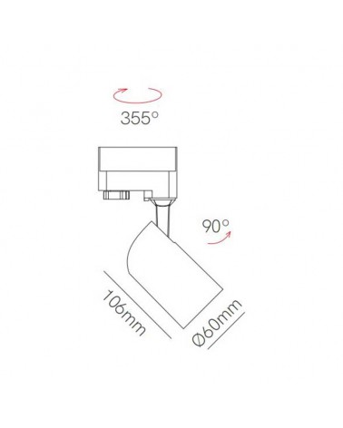 Foco de carril trifásico 6cm GU10 abatible Aluminio