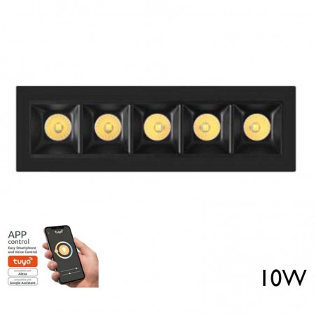 Linear LED Recessed Downlight 10W 30º 5 spotlights Adjustable Light 2700K-6000K