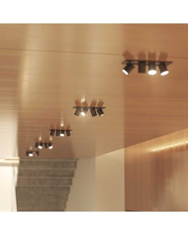 Quadruple recessed downlight convertible into a 24W 355° CCT SWITCH oscillating LED projector