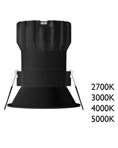 Downlight 8W LED 8,4cm redondo empotrable negro IP65