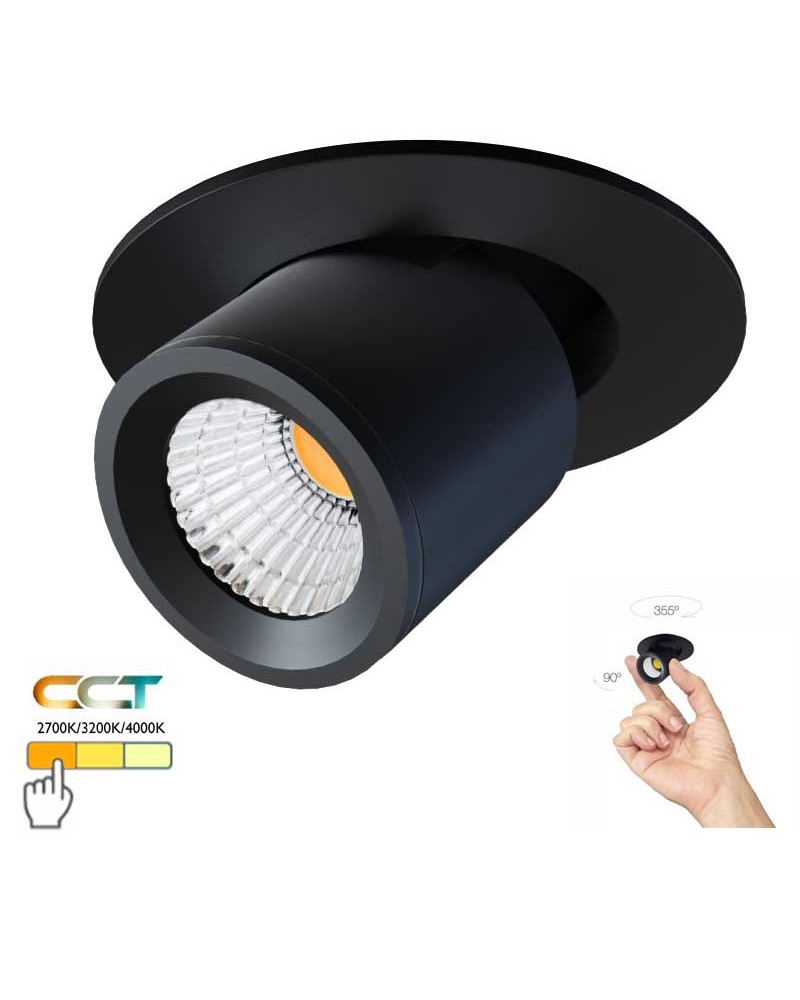 Mini round aluminum projector 5.7cm 45º CCT Switch 2700K/3200K/4000K