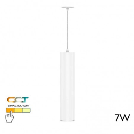 Lámpara de techo acabado blanco cilindro LED 7W de 25cm altura CCT Switch 2700K/3200K/4000K