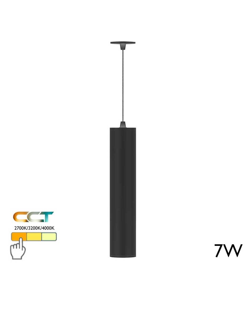 Ceiling lamp black finish cylinder LED 7W 25cm height CCT Switch 2700K/3200K/4000K