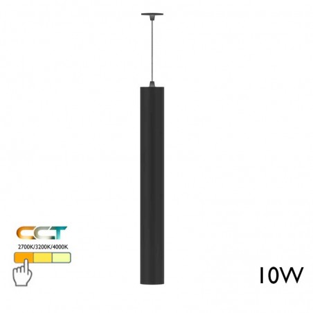 Ceiling lamp black finish cylinder LED 10W 45cm height CCT Switch 2700K/3200K/4000K