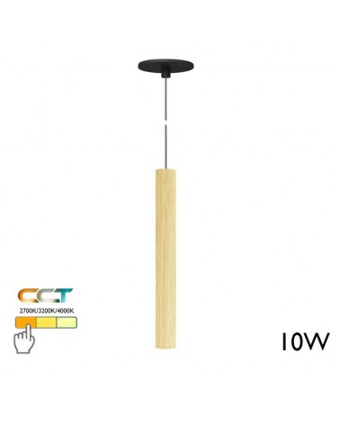 Ceiling lamp 10W LED cylinder wood finish with 45cm height CCT Switch 2700K/3200K/4000K