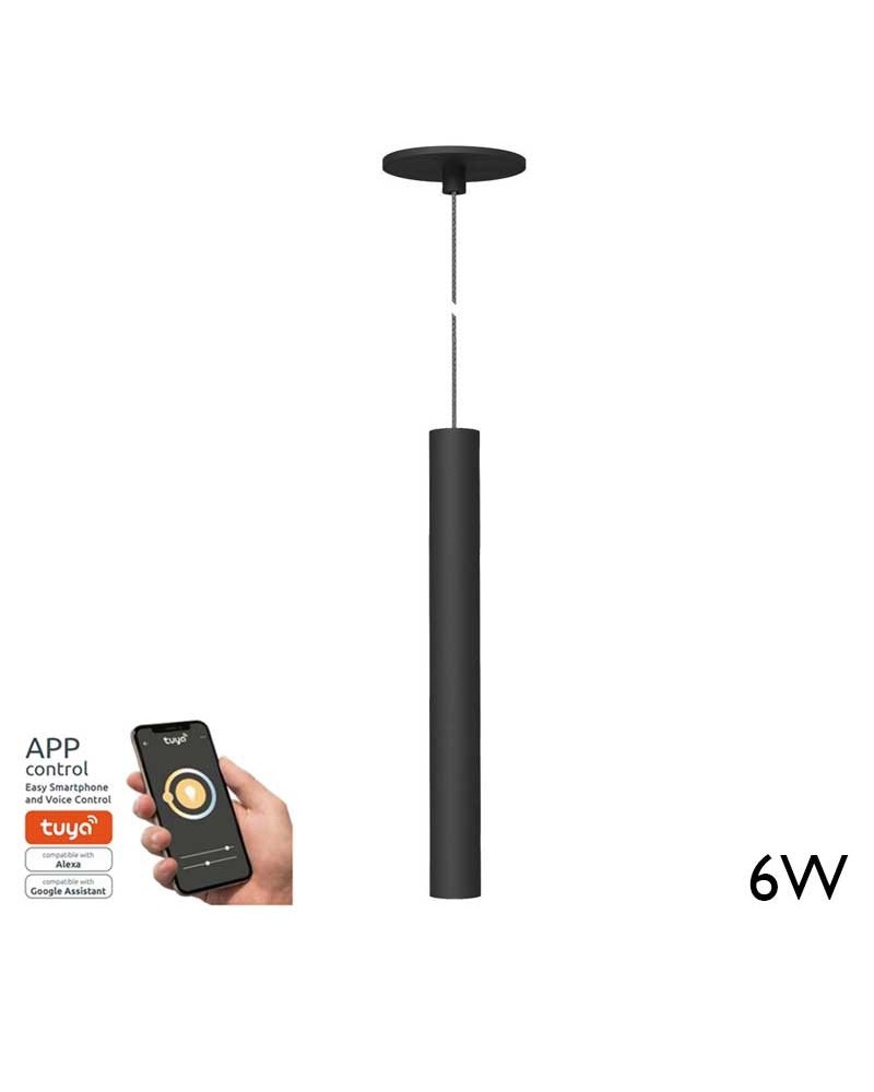 Ceiling lamp TUYA 2700K-4000K 6W LED cylinder black finish ceiling lamp with 25cm adjustable height