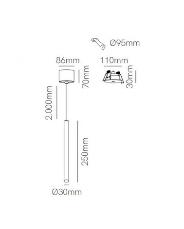Lámpara de techo acabado blanco cilindro LED 6W de 25cm altura Graduable TUYA 2700K-4000K