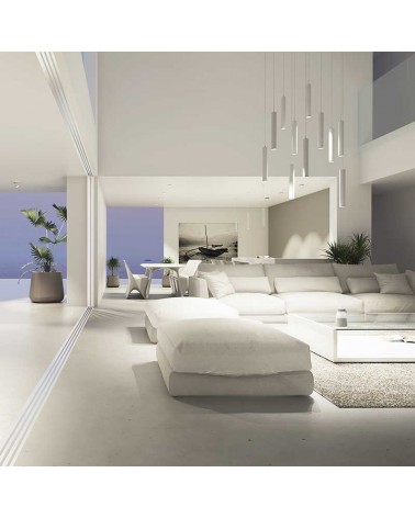 Lámpara de techo acabado blanco cilindro LED 6W de 25cm altura Graduable TUYA 2700K-4000K