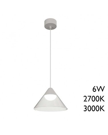 Lámpara de techo de superficie acabado blanco y transparente LED 6W de 19,5cm diámetro