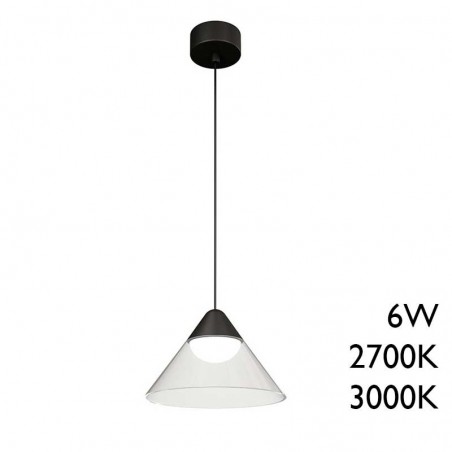 Surface ceiling lamp black and transparent finish LED 6W 19.5cm diameter
