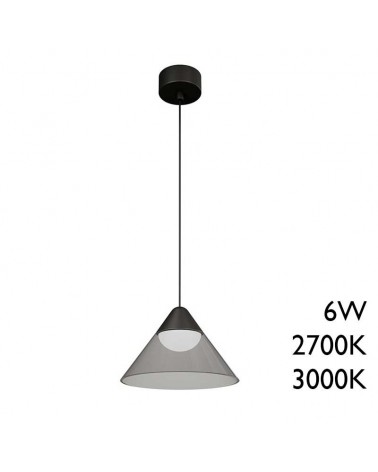 Lámpara de techo de superficie acabado negro y gris LED 6W de 19,5cm diámetro