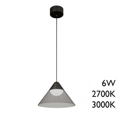 Lámpara de techo de superficie acabado negro y gris LED 6W de 19,5cm diámetro