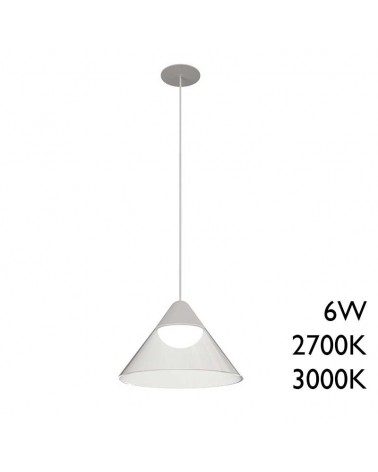 Recessed ceiling lamp with white and transparent finish, 6W LED, 19.5cm diameter