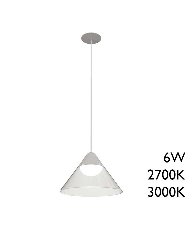 Lámpara de techo empotrable acabado blanco y transparente LED 6W de 19,5cm diámetro