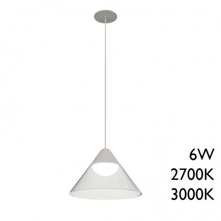 Recessed ceiling lamp with white and transparent finish, 6W LED, 19.5cm diameter