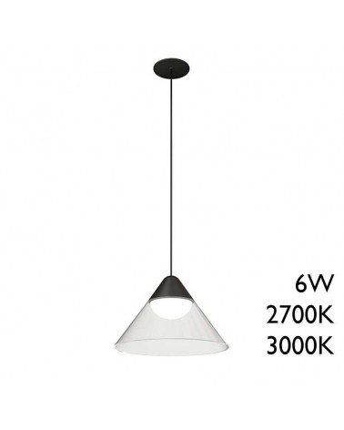 Lámpara de techo empotrable acabado negro y transparente LED 6W de 19,5cm diámetro