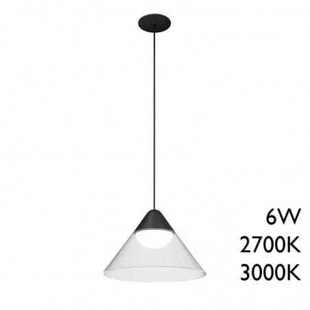 Lámpara de techo empotrable acabado negro y transparente LED 6W de 19,5cm diámetro