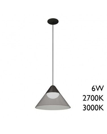 Lámpara de techo empotrable acabado negro y gris LED 6W de 19,5cm diámetro