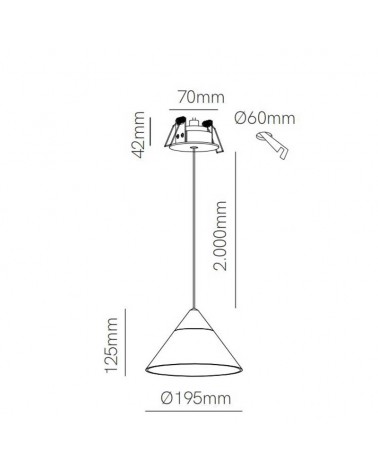 Lámpara de techo empotrable acabado negro y transparente LED 6W de 19,5cm diámetro