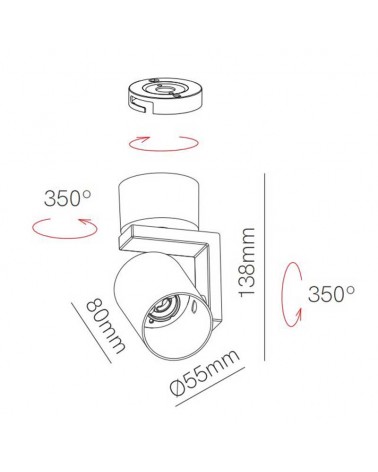 Foco cilindro orientable 5,5cm aluminio GU10