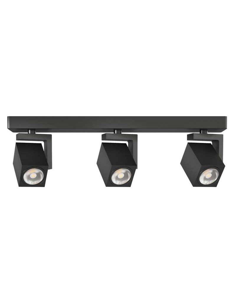 Strip with 3 adjustable spotlights 45cm square shape aluminum GU10