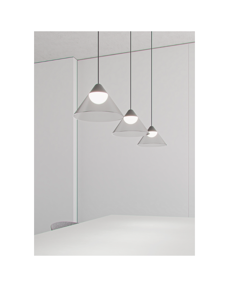 Lámpara de techo de suspensión, ligera y elegante, para espacioes domésticos o comerciales modernos