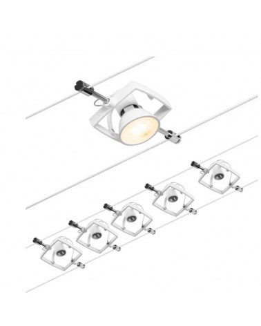 Sistema de cable marco cuadrado blanco mate 5 focos máx. 10W GU5.3 DC
