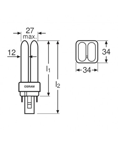 Lámpara OSRAM Dulux PL-C 26W G24D-3 2 PIN