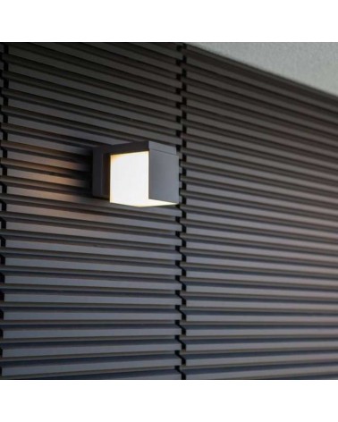 Aplique pared negro de exterior 10cm de aluminio LED 12,2W giratorio 3000K IP54