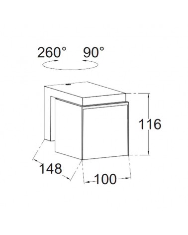 Aplique pared negro de exterior 10cm de aluminio LED 12,2W giratorio 3000K IP54