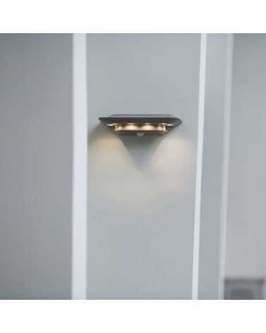 Aplique pared gris de exterior SOLAR 24,7cm LED 2,4W 4000K IP44 sensor movimiento