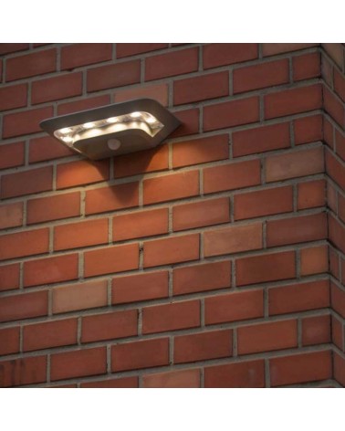 Aplique pared gris de exterior SOLAR 24,7cm LED 2,4W 4000K IP44 sensor movimiento