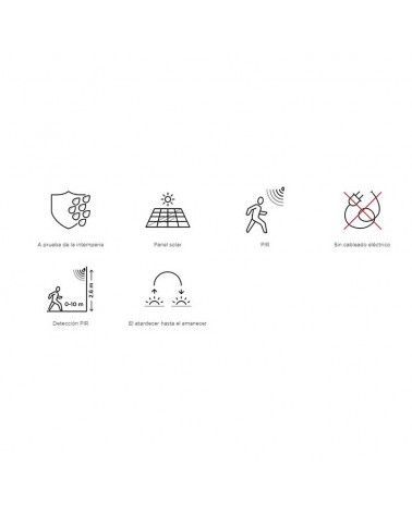 Aplique pared gris de exterior SOLAR 24,7cm LED 2,4W 4000K IP44 sensor movimiento