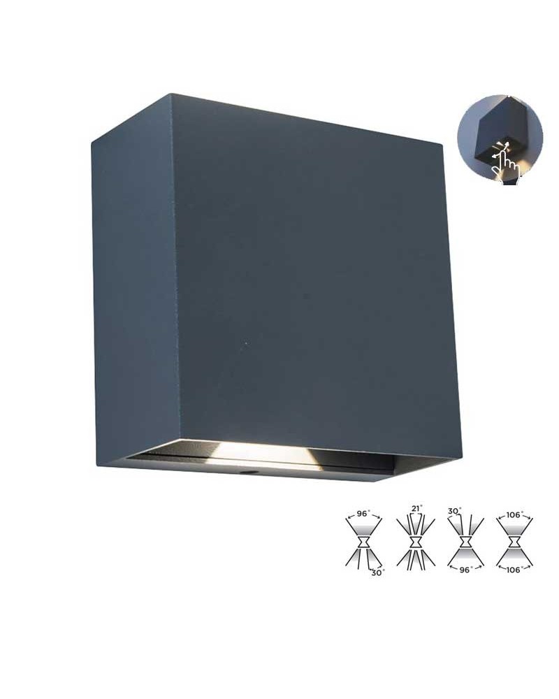 Grey outdoor wall light 11cm aluminum LED 10W 4000K IP54