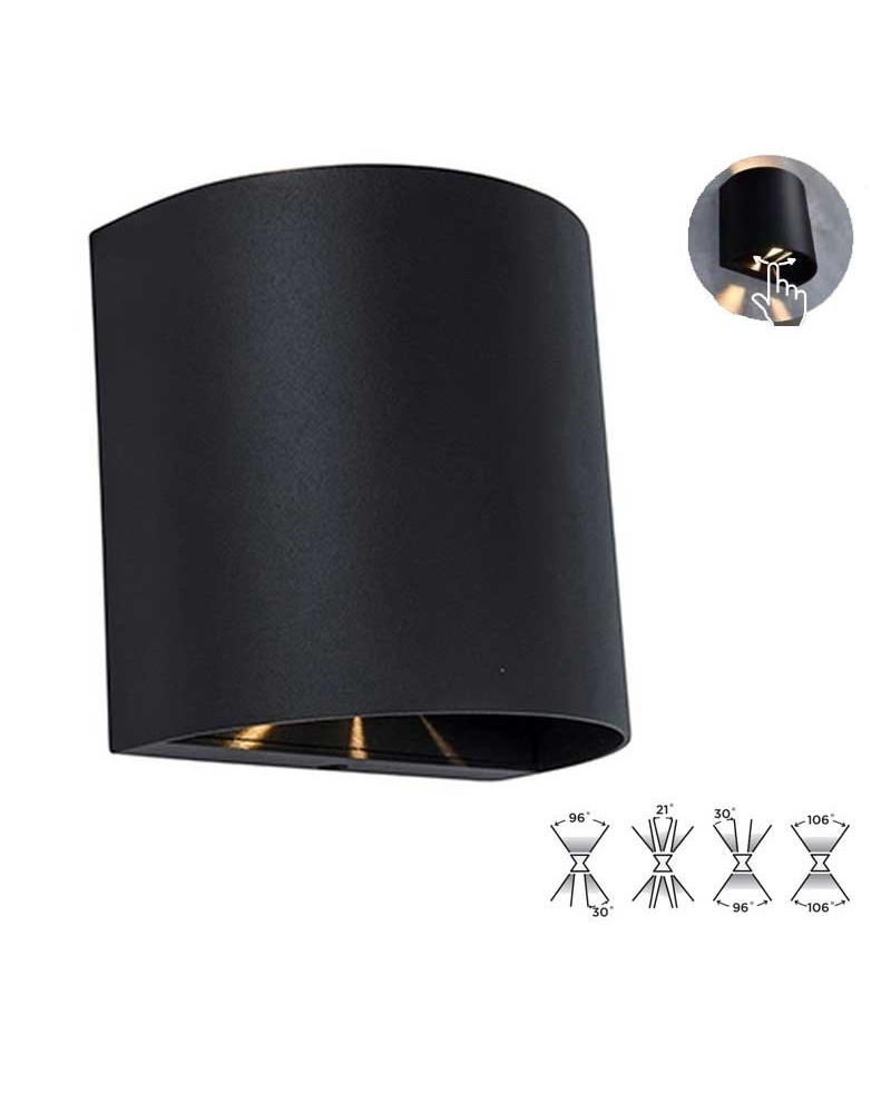 Aplique pared negro de exterior 11cm de aluminio LED 10W 3000K IP54