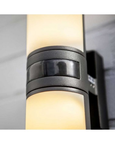 Grey outdoor wall light 24.5cm aluminum LED 16.5W 3000K IP54 motion sensor