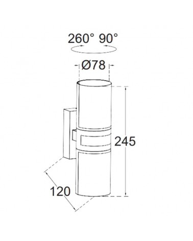 Aplique pared gris de exterior 24,5cm de aluminio LED 16,5W 3000K IP54 sensor movimiento