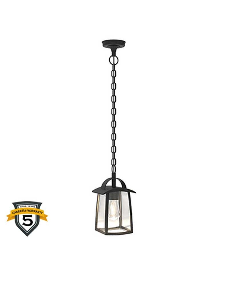 Lámpara colgante 27,1cm E27 para exteriores IP44 de aluminio negro