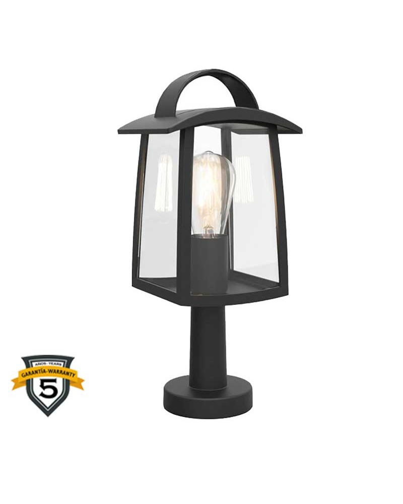 Black 40cm aluminum and transparent glass wall lamp E27 IP44