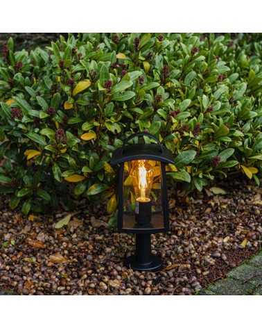 Black 40cm aluminum and transparent glass wall lamp E27 IP44