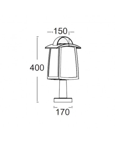Black 40cm aluminum and transparent glass wall lamp E27 IP44