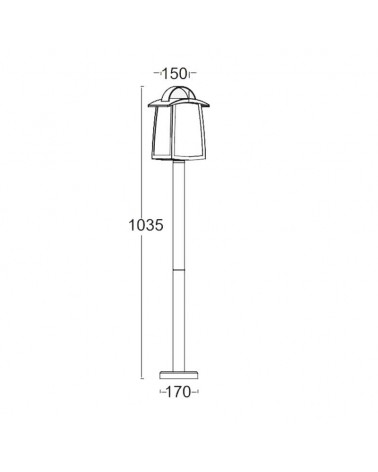 Street lamp 103.5cm aluminum and glass with black finish E27 IP44