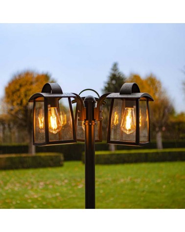 Stret lamp 3-light 191cm made of aluminum and glass with black finish 3xE27 IP44