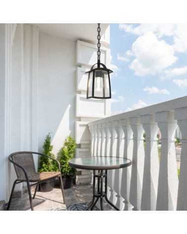 Lámpara colgante 27,1cm E27 para exteriores IP44 de aluminio negro