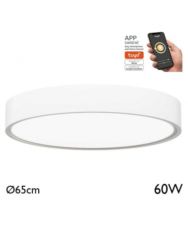 Surface mounted ceiling light 65cm LED 60W round Adjustable TUYA 2600K-4000K