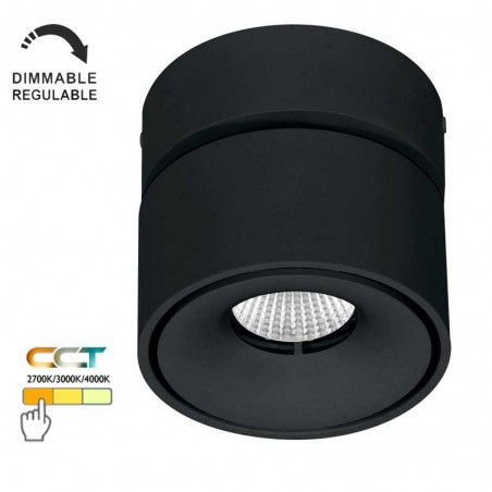 Cylinder wall and ceiling spotlight mini 7.5cm LED 7W aluminum tilting 90º CCT Switch 2700K/3000K/4000K Dimmable