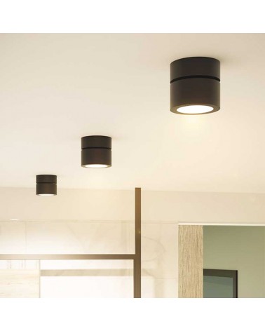 Cylinder wall and ceiling spotlight mini 7.5cm LED 7W aluminum tilting 90º CCT Switch 2700K/3000K/4000K Dimmable